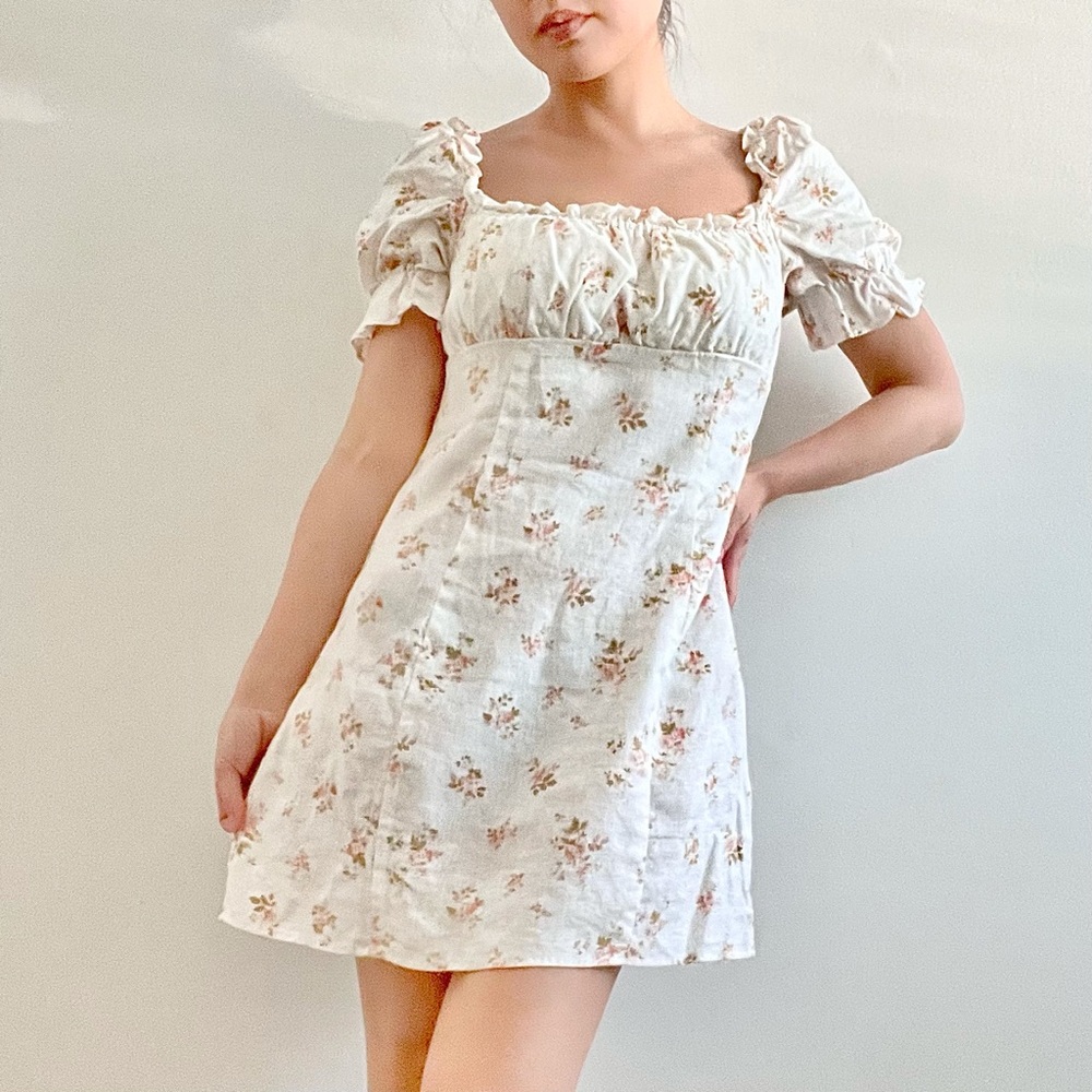 Reformation white and pink floral dress
